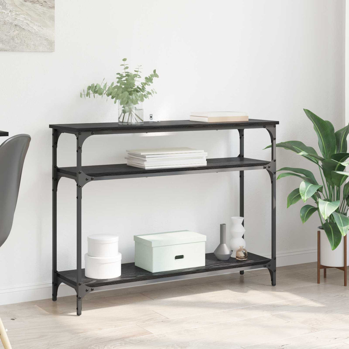 Console Table 75x29x75 cm Engineered Wood Black oak