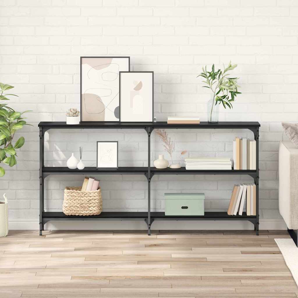 Console Table 100x29x75 cm Engineered Wood Black oak 150 cm