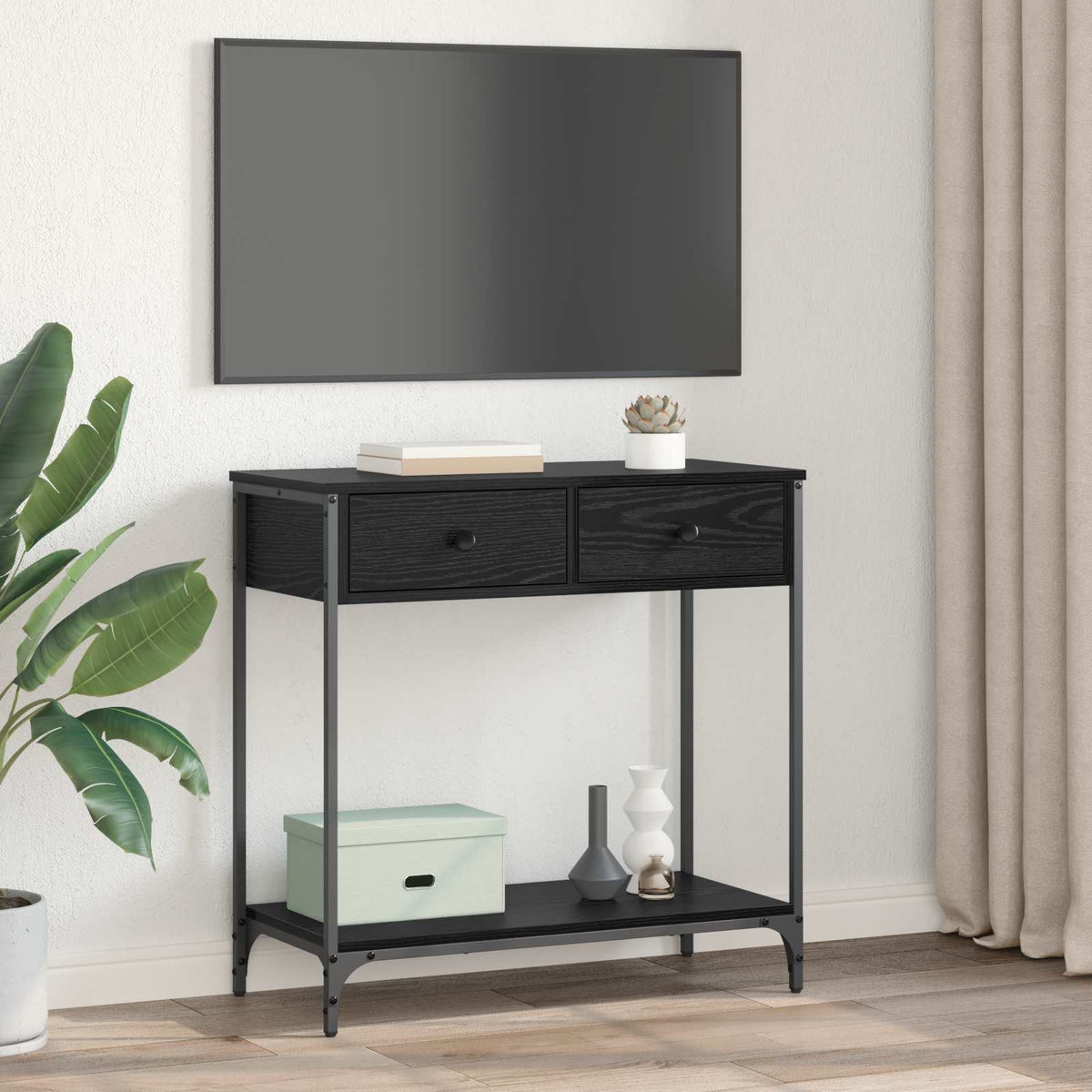 Console Table 100x34,5x75 cm Engineered Wood Black oak 75 cm