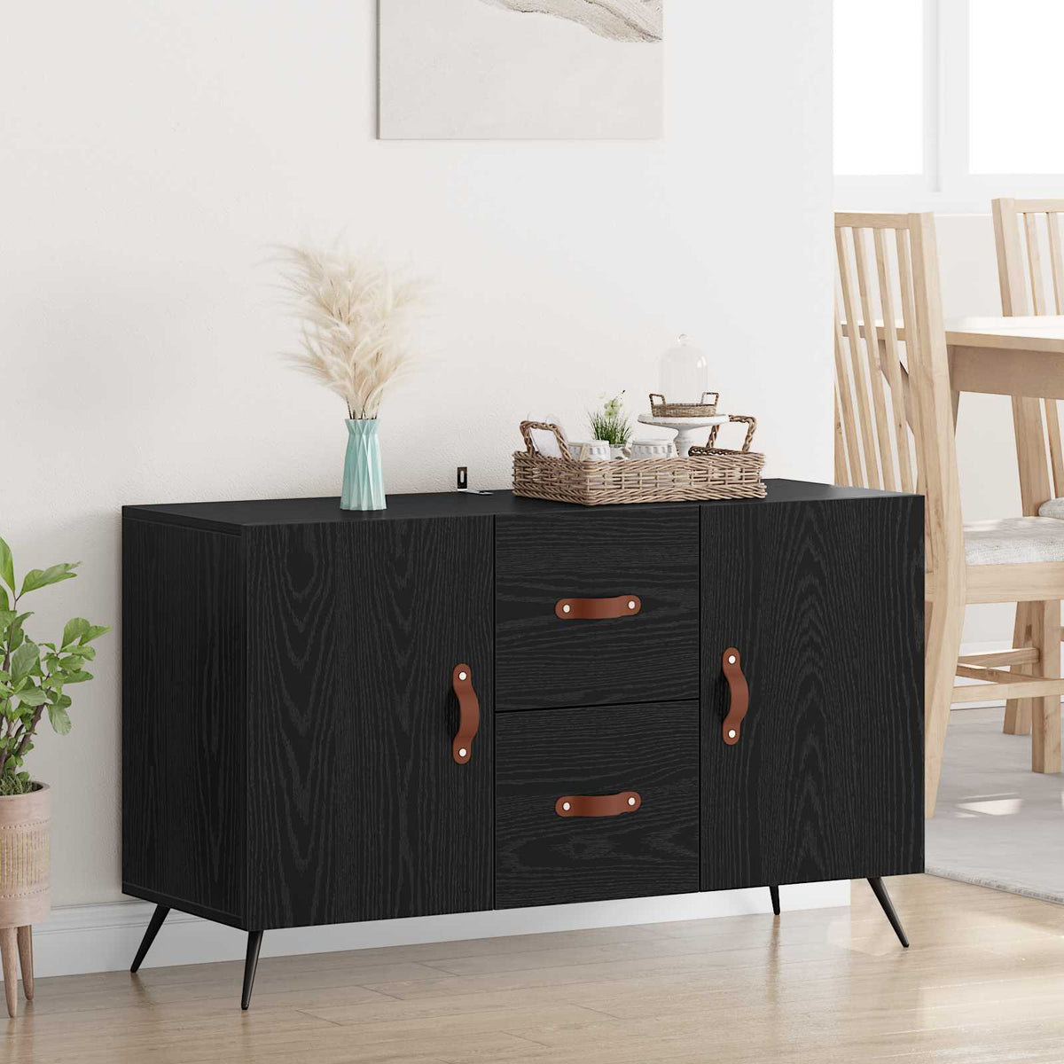 Sideboard 100x36x60 cm Engineered Wood Black oak