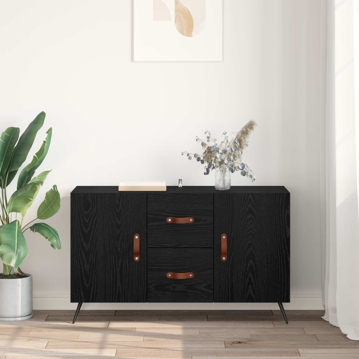 Sideboard 100x36x60 cm Engineered Wood Black oak