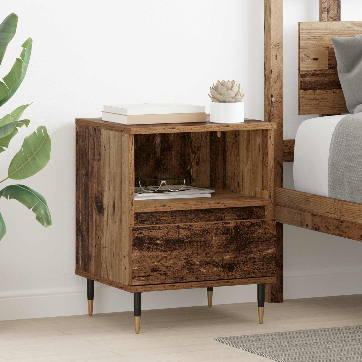 Bedside Cabinet 40x35x50 cm Engineered Wood Old wood