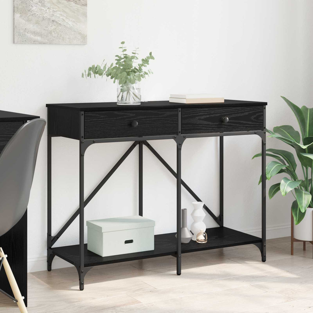 Console Table 100x39x78,5 cm Engineered Wood Black oak