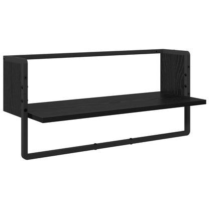 6 Piece Wall Shelf Set with Bars Engineered Wood Black oak