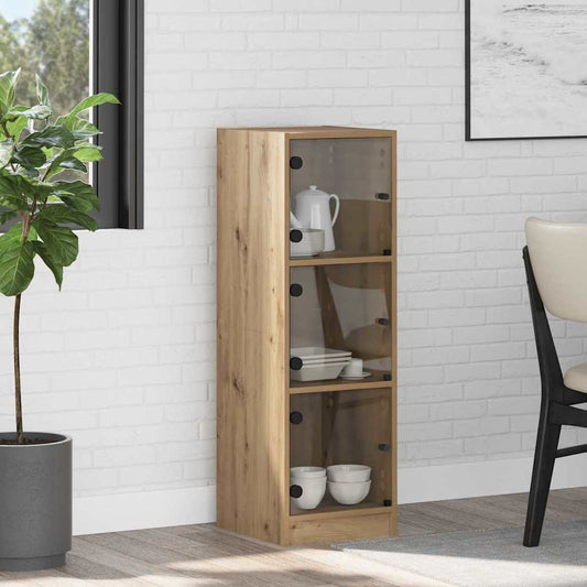 Highboard with Glass Doors 35x37x109 cm Artisan oak