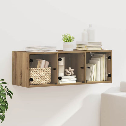 Wall Cabinet with Glass Doors 102x37x35 cm Artisan oak