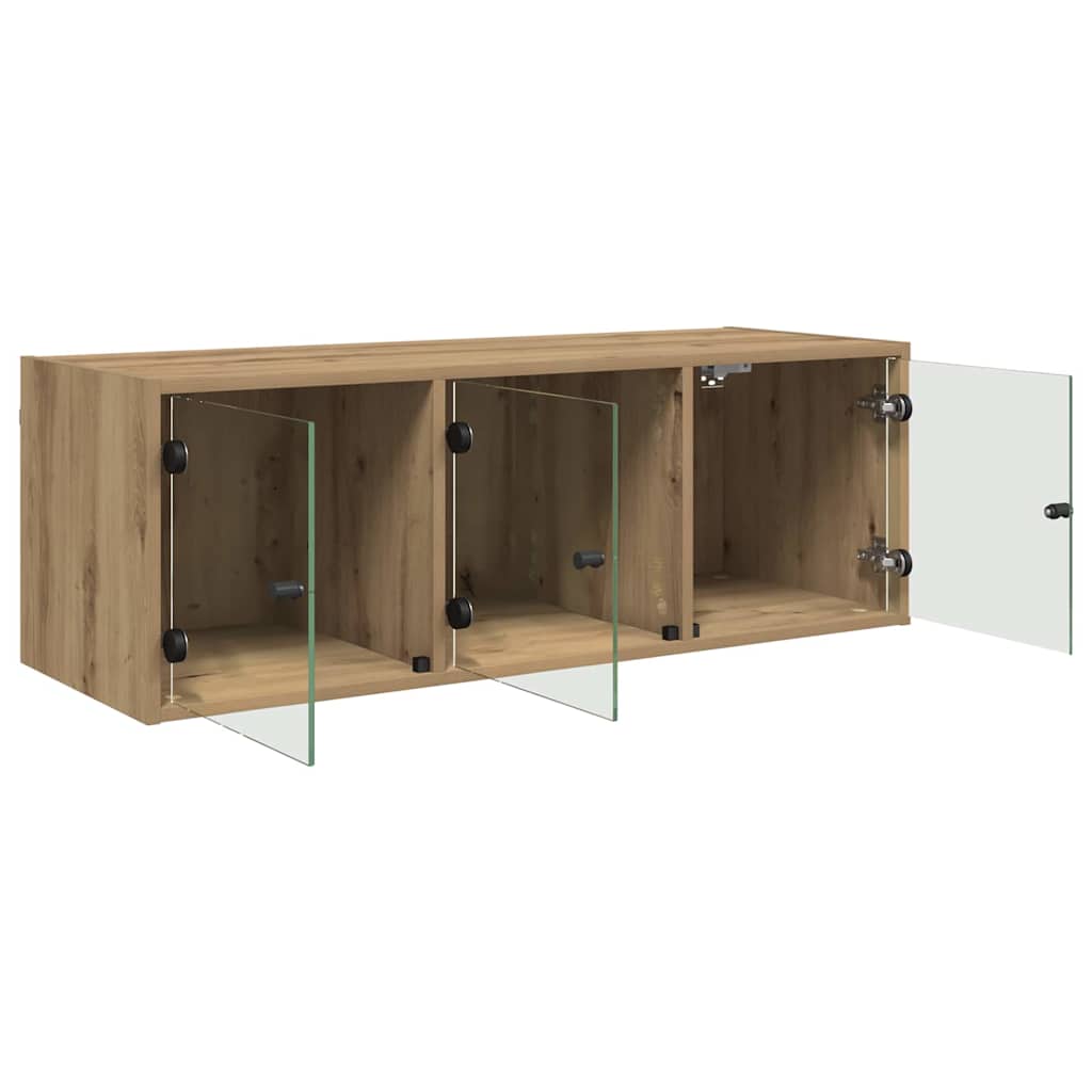 Wall Cabinet with Glass Doors 102x37x35 cm Artisan oak