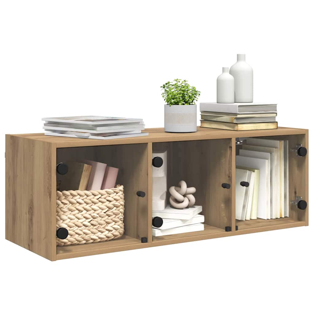 Wall Cabinet with Glass Doors 102x37x35 cm Artisan oak