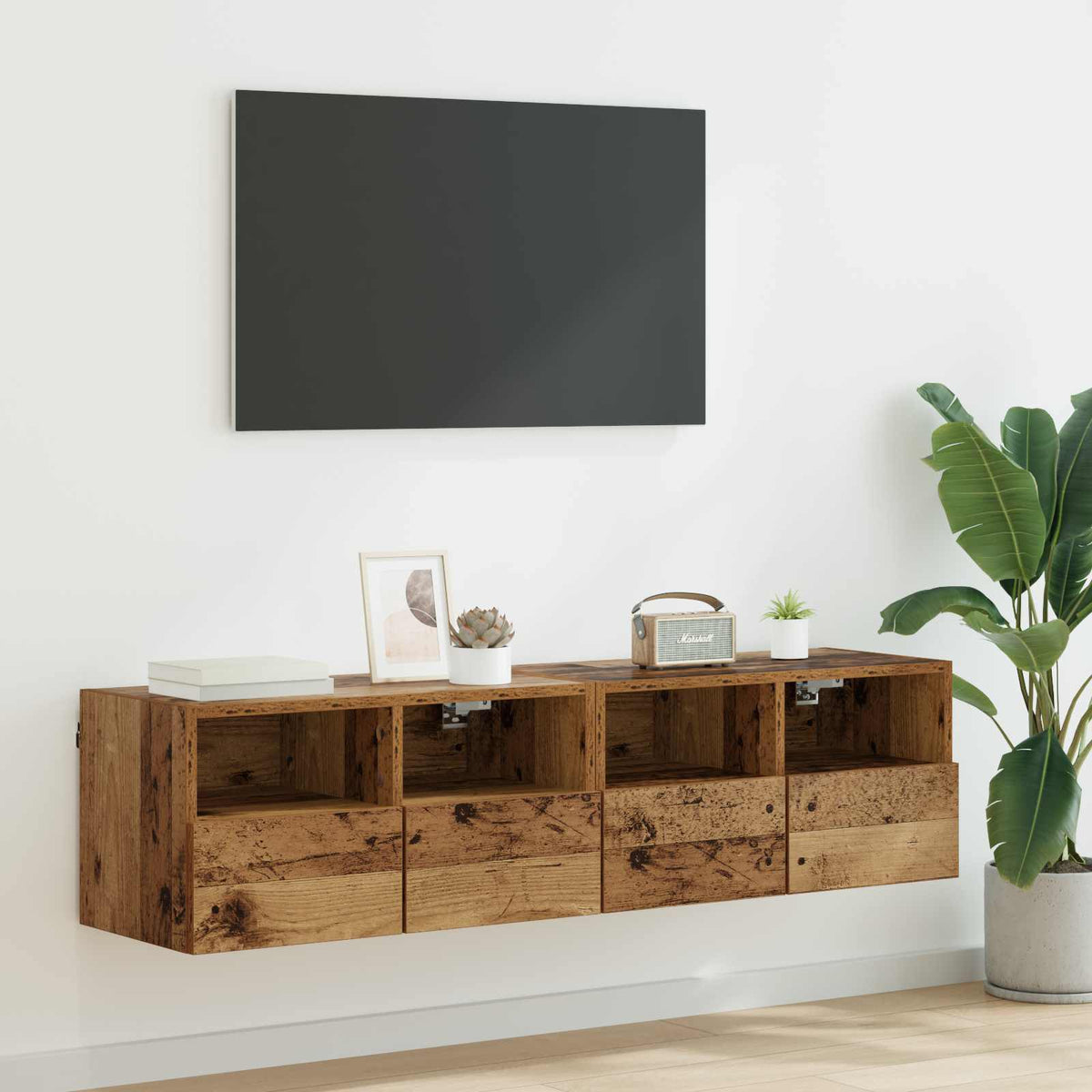 TV Wall Cabinets 60x30x30 cm Engineered Wood 2 pcs Old wood