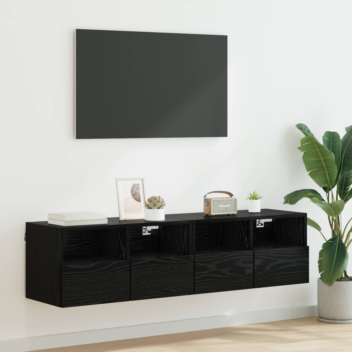 TV Wall Cabinets 60x30x30 cm Engineered Wood 2 pcs Black oak