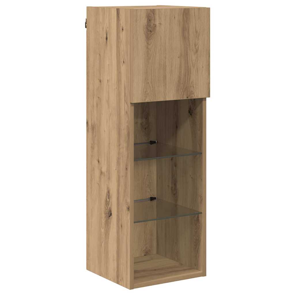 TV Cabinet Set with LED Lights 30.5x30x90 cm 2 pcs Artisan oak
