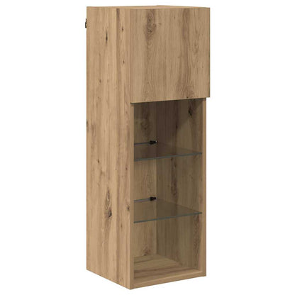 TV Cabinet Set with LED Lights 30.5x30x90 cm 2 pcs Artisan oak