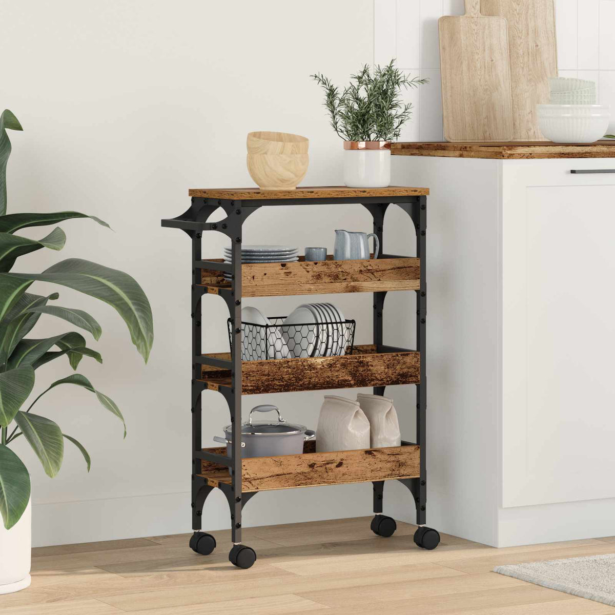Kitchen Trolley 53x20x76 cm Engineered Wood Old wood