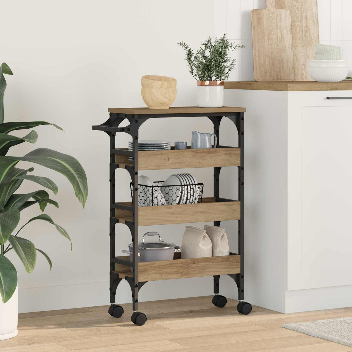 Kitchen Trolley 53x20x76 cm Engineered Wood Artisan oak