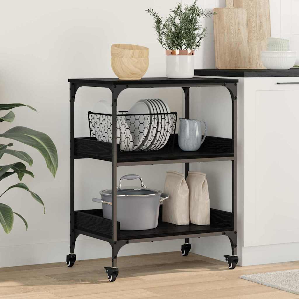 Kitchen Trolley 60x41x80,5 cm Engineered Wood Black oak