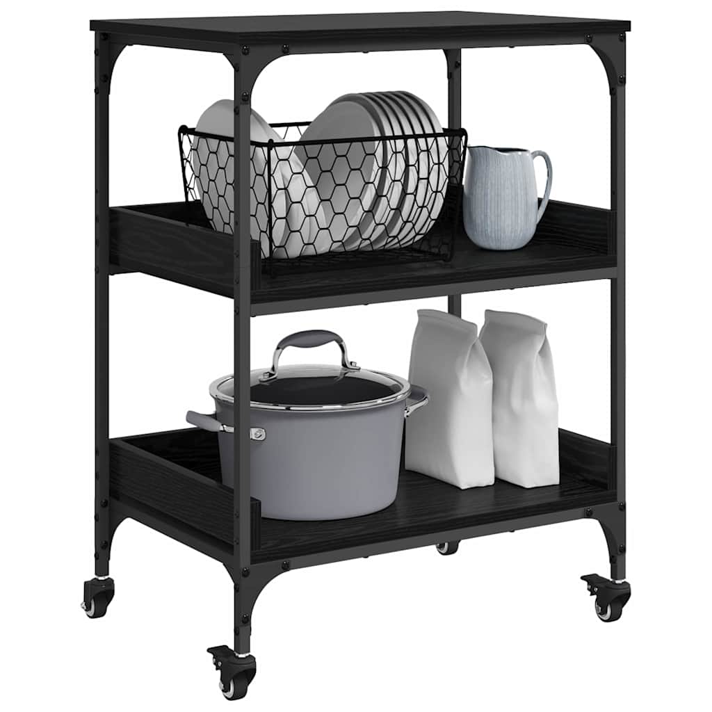 Kitchen Trolley 60x41x80,5 cm Engineered Wood Black oak