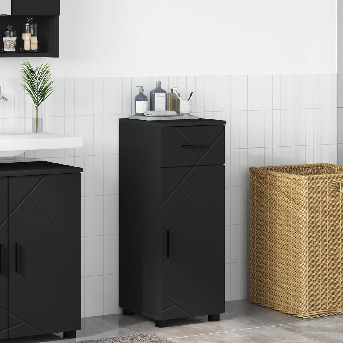 Bathroom Cabinet 30 x 35 x 80 cm Black