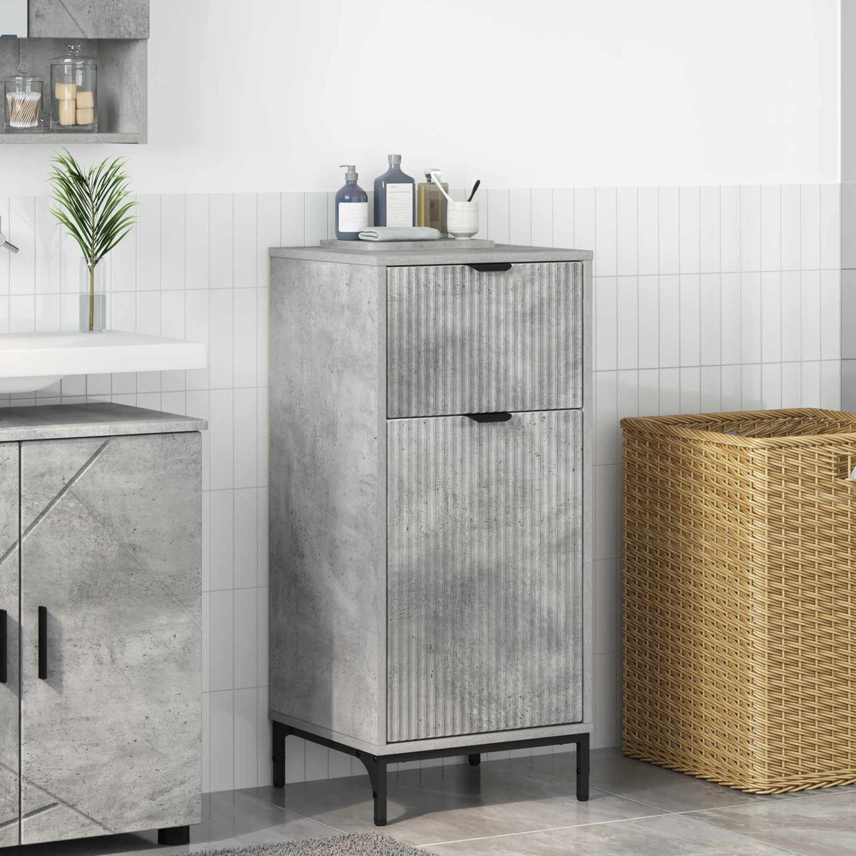 Bathroom Cabinet 39.5 x 36 x 88 cm Concrete grey