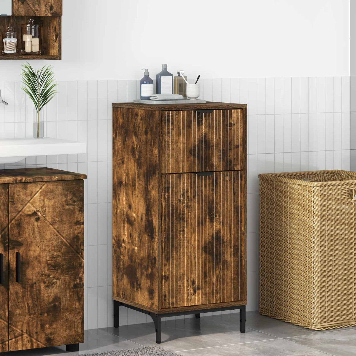 Bathroom Cabinet 39.5 x 36 x 88 cm Smoked oak