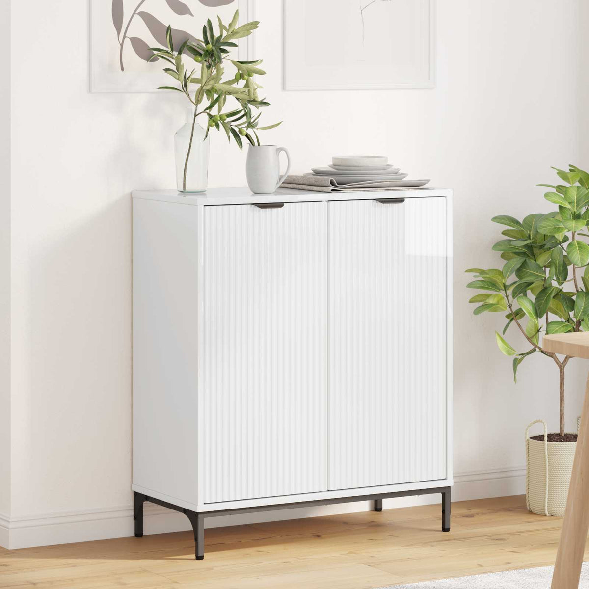 Sideboard 69.5 x 33 x 82 cm Engineered Wood High gloss white