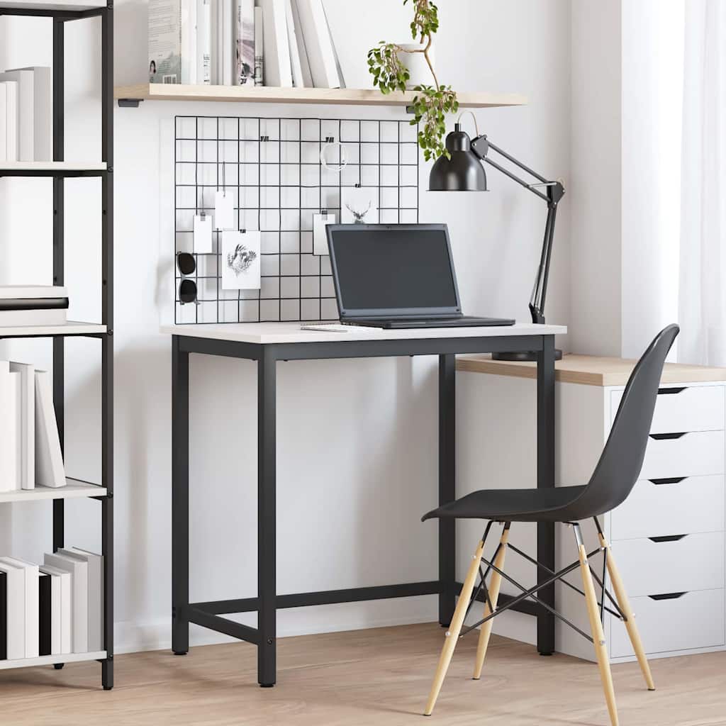 Table Engineered Wood and Steel White 80 x 50 x 77 cm