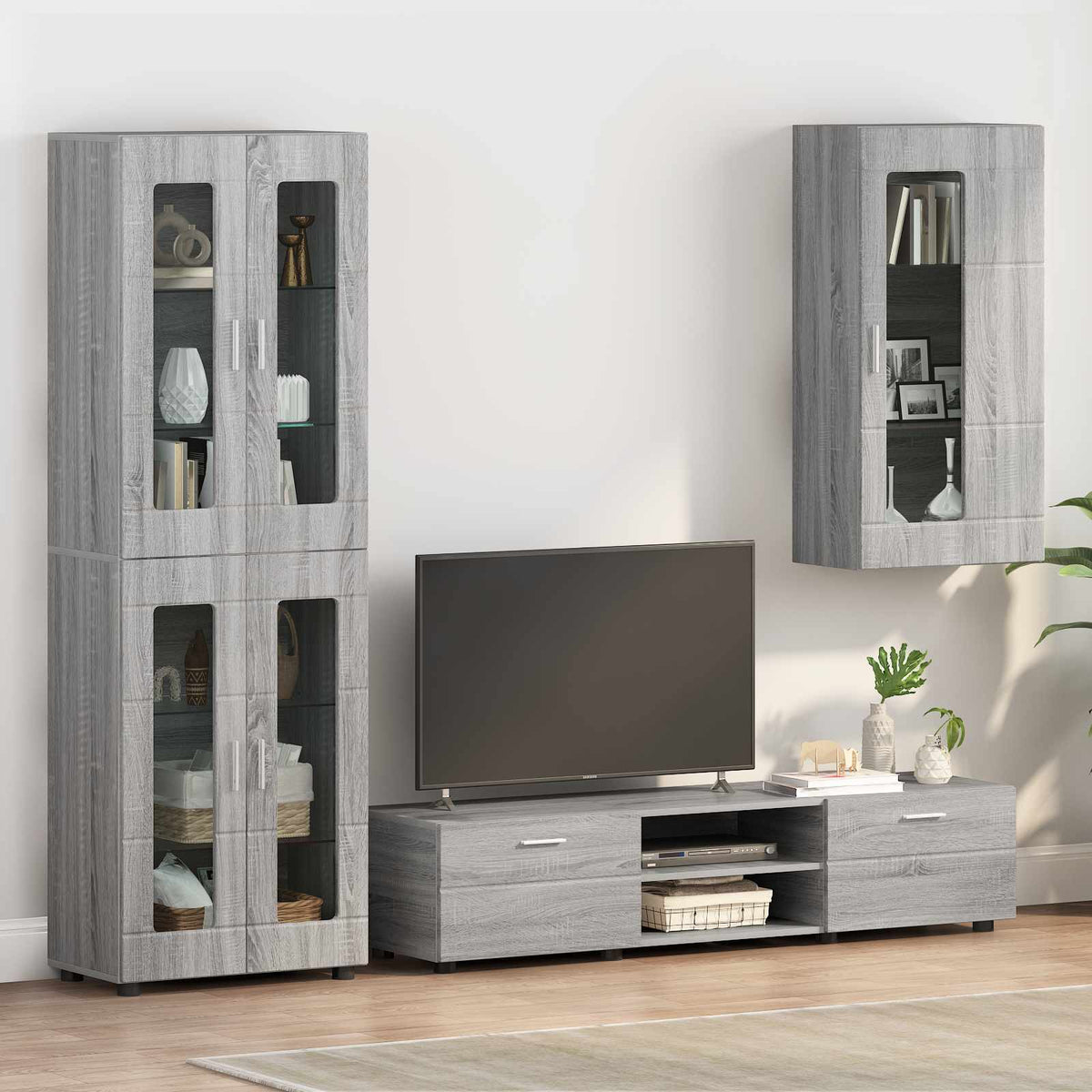 vidaXL TV Cabinet Set FLORIN 3 pcs 150 x 39 x 30 cm Grey Sonoma