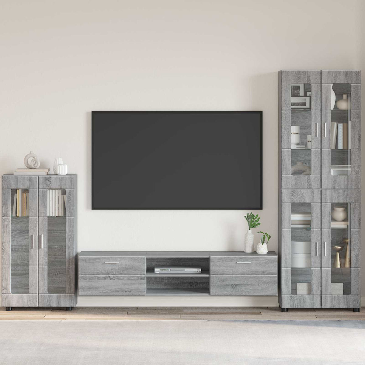 vidaXL TV Cabinet Set FLORIN 3 pcs 150 x 39 x 30 cm Grey Sonoma