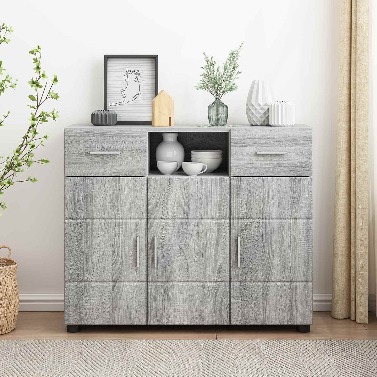 vidaXL TV Cabinet Set FLORIN 3 pcs 150 x 39 x 30 cm Grey Sonoma