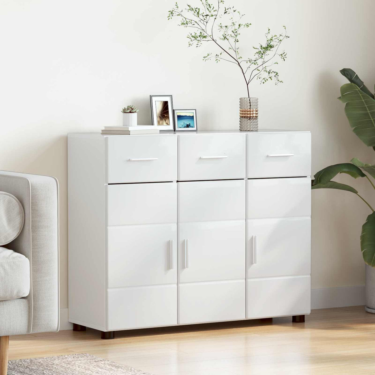 vidaXL TV Cabinet Set FLORIN 3 pcs 150 x 39 x 30 cm High Gloss White