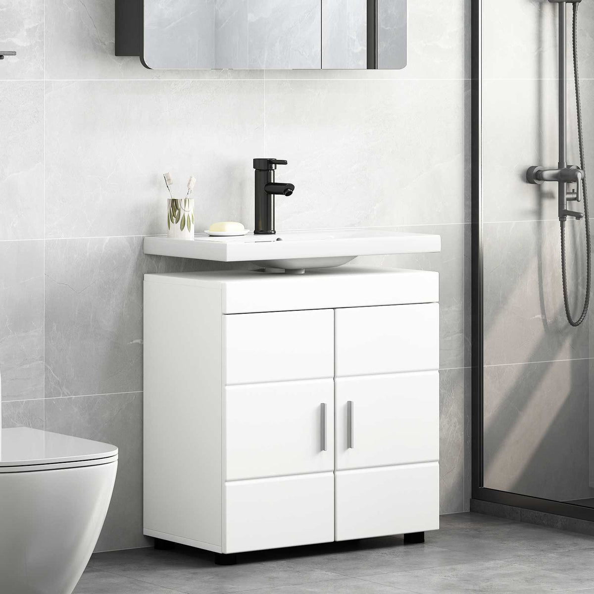Bathroom Cabinet Set TULUM 60 x 34 x 63 cm Basin Cabinet White