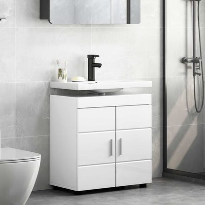 Bathroom Cabinet Set TULUM 60 x 34 x 63 cm Basin Cabinet High gloss white