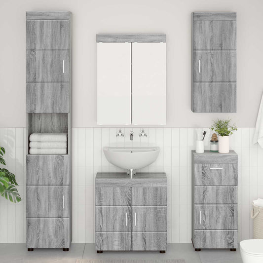 Bathroom Wall Cabinet TULUM 37 x 24.5 x 86 cm Hanging Cabinet Grey sonoma