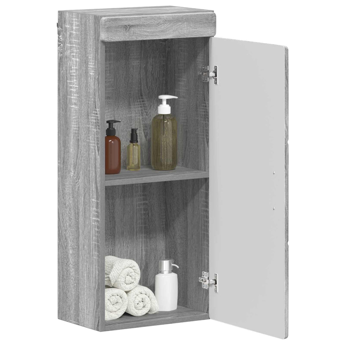 Bathroom Wall Cabinet TULUM 37 x 24.5 x 86 cm Hanging Cabinet Grey sonoma