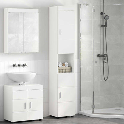 vidaXL Bathroom Cabinet Set TULUM High Gloss White 37 x 31.5 x 203 cm 1