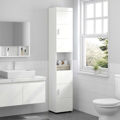 vidaXL Bathroom Cabinet Set TULUM High Gloss White 37 x 31.5 x 203 cm 4