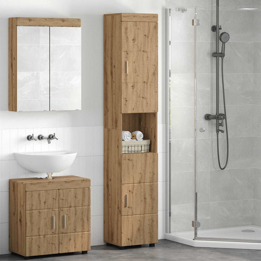 Bathroom Cabinet Set TULUM 37 x 31.5 x 203 cm Tall Cabinet Artisan oak