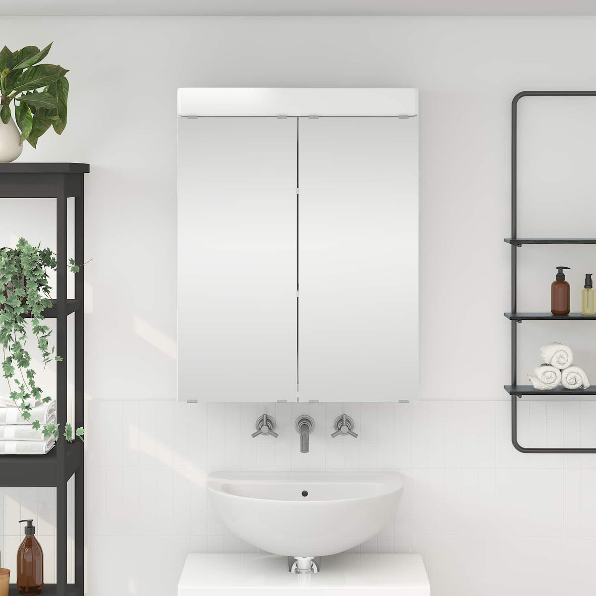 Bathroom TULUM 60 x 16.5 x 78 cm Mirror Cabinet High gloss white