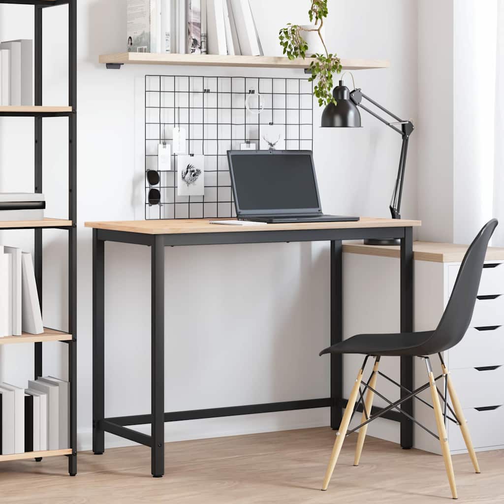 Table Engineered Wood and Steel Natural 100 x 50 x 77 cm