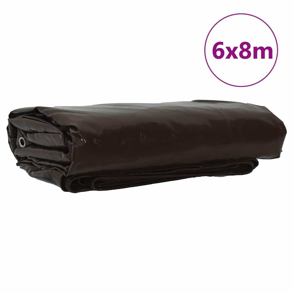vidaXL Tarpaulin 650g / m² Brown 6 x 8 m Canvas with PVC Coating 2