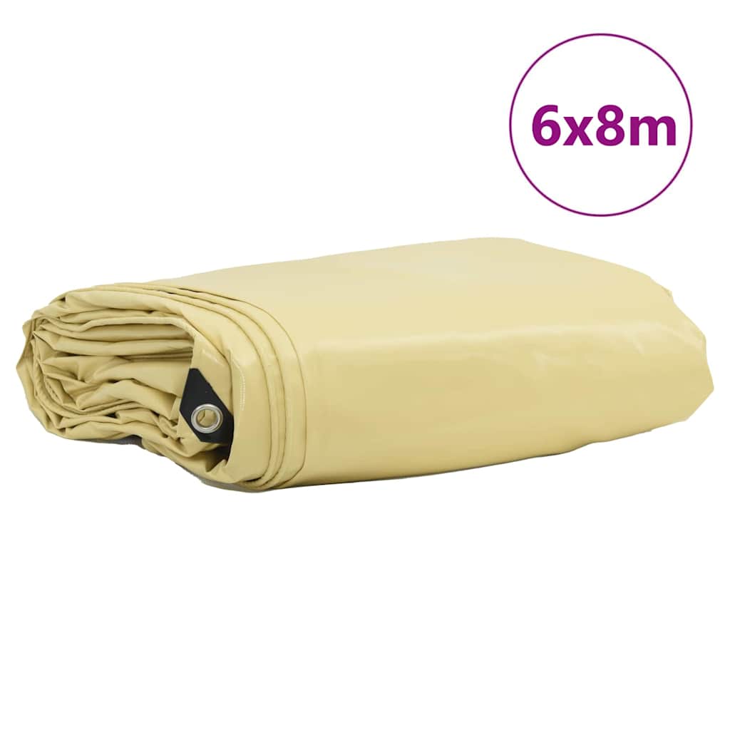 vidaXL Tarpaulin 650g / m² Beige 6 x 8 m Canvas with PVC Coating 2