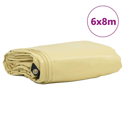 vidaXL Tarpaulin 650g / m² Beige 6 x 8 m Canvas with PVC Coating 2