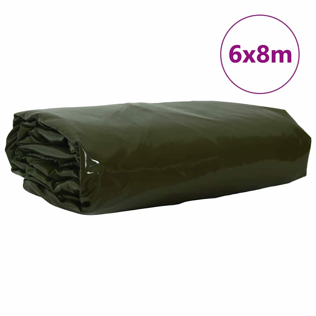vidaXL Tarpaulin 650g / m² Olive Green 6 x 8 m Canvas with PVC Coating 2
