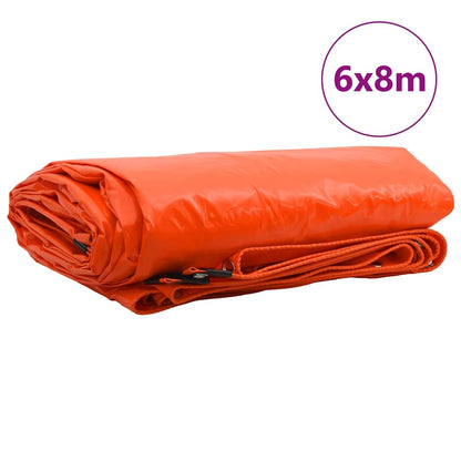 vidaXL Tarpaulin 650g / m² Orange 6 x 8 m Canvas with PVC Coating 2