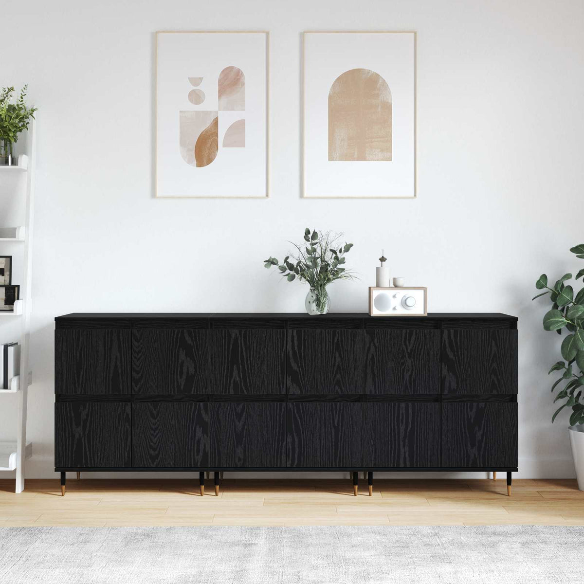 Sideboards Engineered Wood 3 pcs Black oak