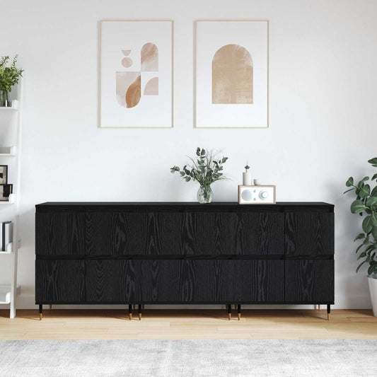 Sideboards Engineered Wood 3 pcs Black oak