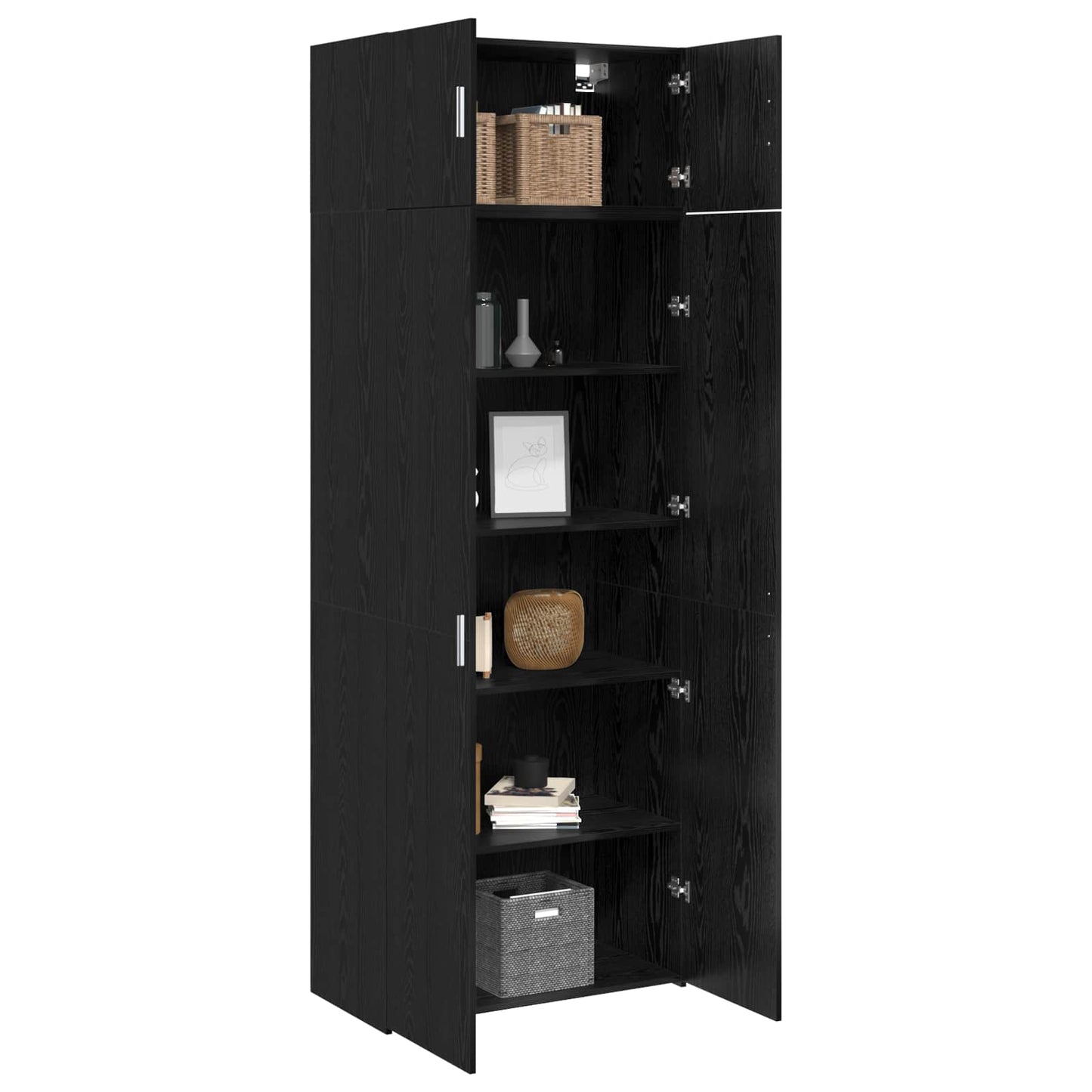 vidaXL Storage Cabinet 3 pcs Black Oak 80 x 42.5 x 225 cm 3