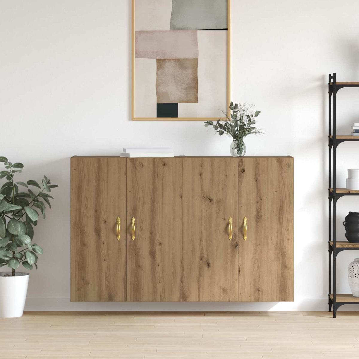 Wall Mounted Cabinets 2 pcs 69.5x34x90 cm Leaf Gold Artisan oak