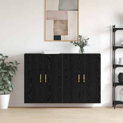 Wall Mounted Cabinets 2 pcs 69.5x34x90 cm Leaf Gold Black oak