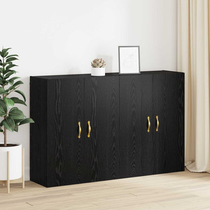 Wall Mounted Cabinets 2 pcs 69.5x34x90 cm Leaf Gold Black oak