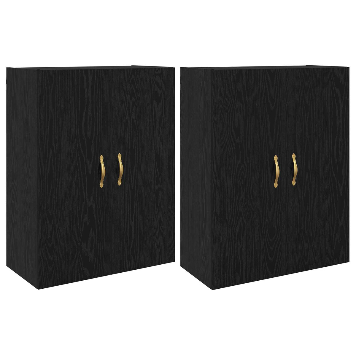 Wall Mounted Cabinets 2 pcs 69.5x34x90 cm Leaf Gold Black oak